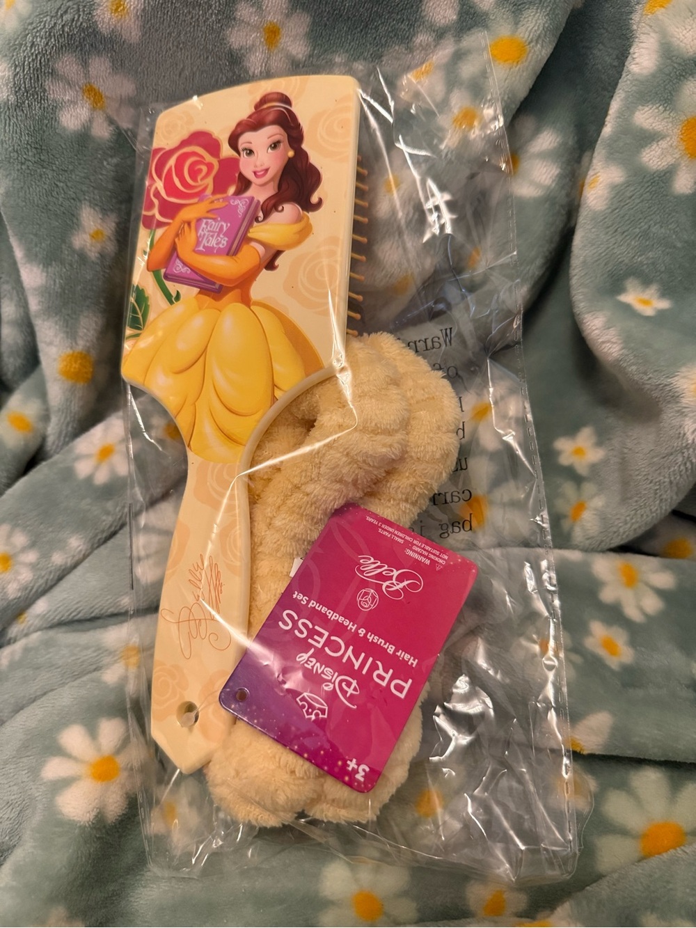 Disney Princess Belle Yellow Hair Brush & Plush Spa Headband Set